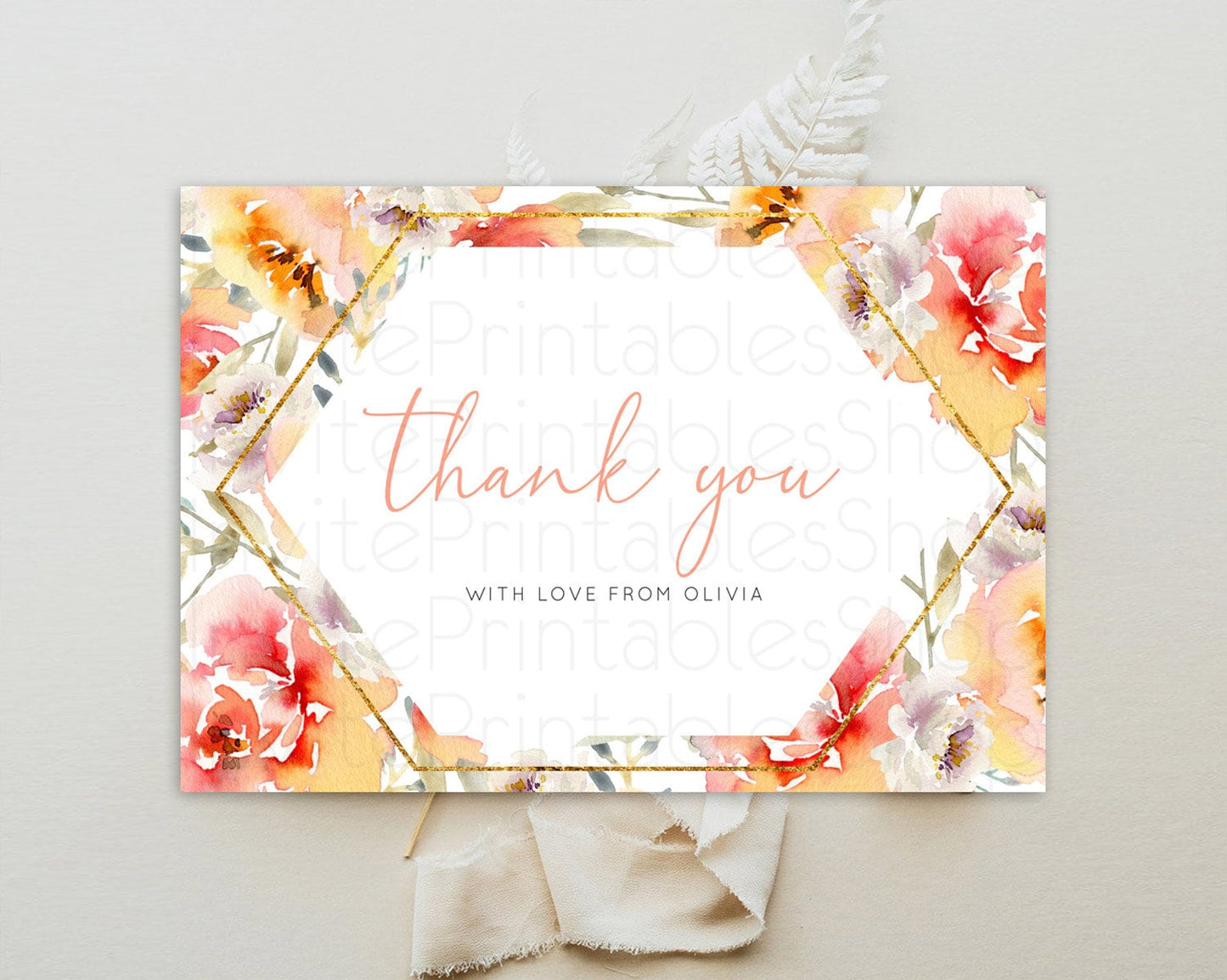 Secret Garden Thank You Wildflower Thank You Card Pastel Flower Garden Birthday Thank You Card Boho Floral Teacher Thank You Card D10791