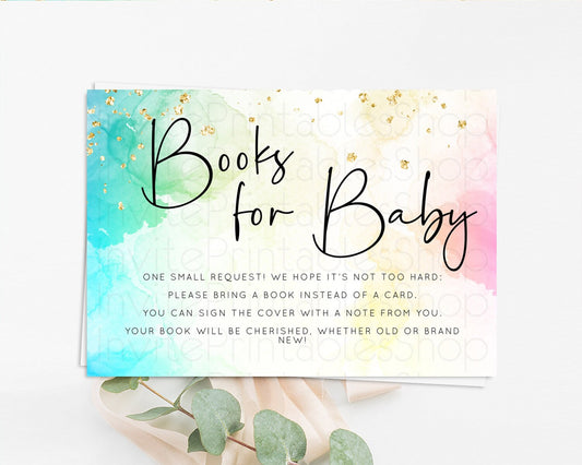 Editable Pastel Books For Baby Card Pastel Rainbow Book Insert Colorful Ombr