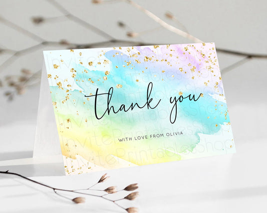 Editable Pastel Thank You Rainbow Thank You Card Colorful Pastel Birthday Th