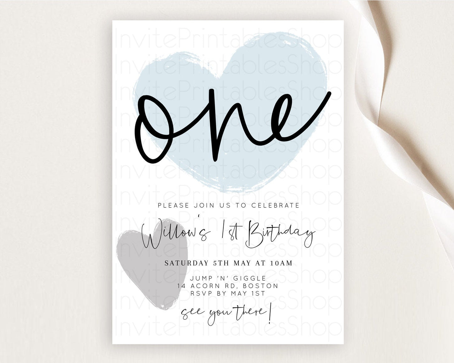 Minimalist Birthday Invitation White Black Invitation Minimalist Pastel Invitation Plain Invites Modern Simple 1st First Birthday D11012
