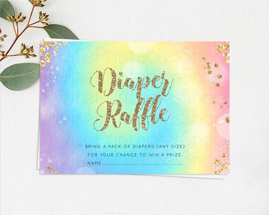 Tie Dye Diaper Raffle Card Rainbow Tie Dye Diaper Raffle Insert Pastel Rainbow Watercolor Diaper Ticket Tie Dye Colors Raffle Game D10568