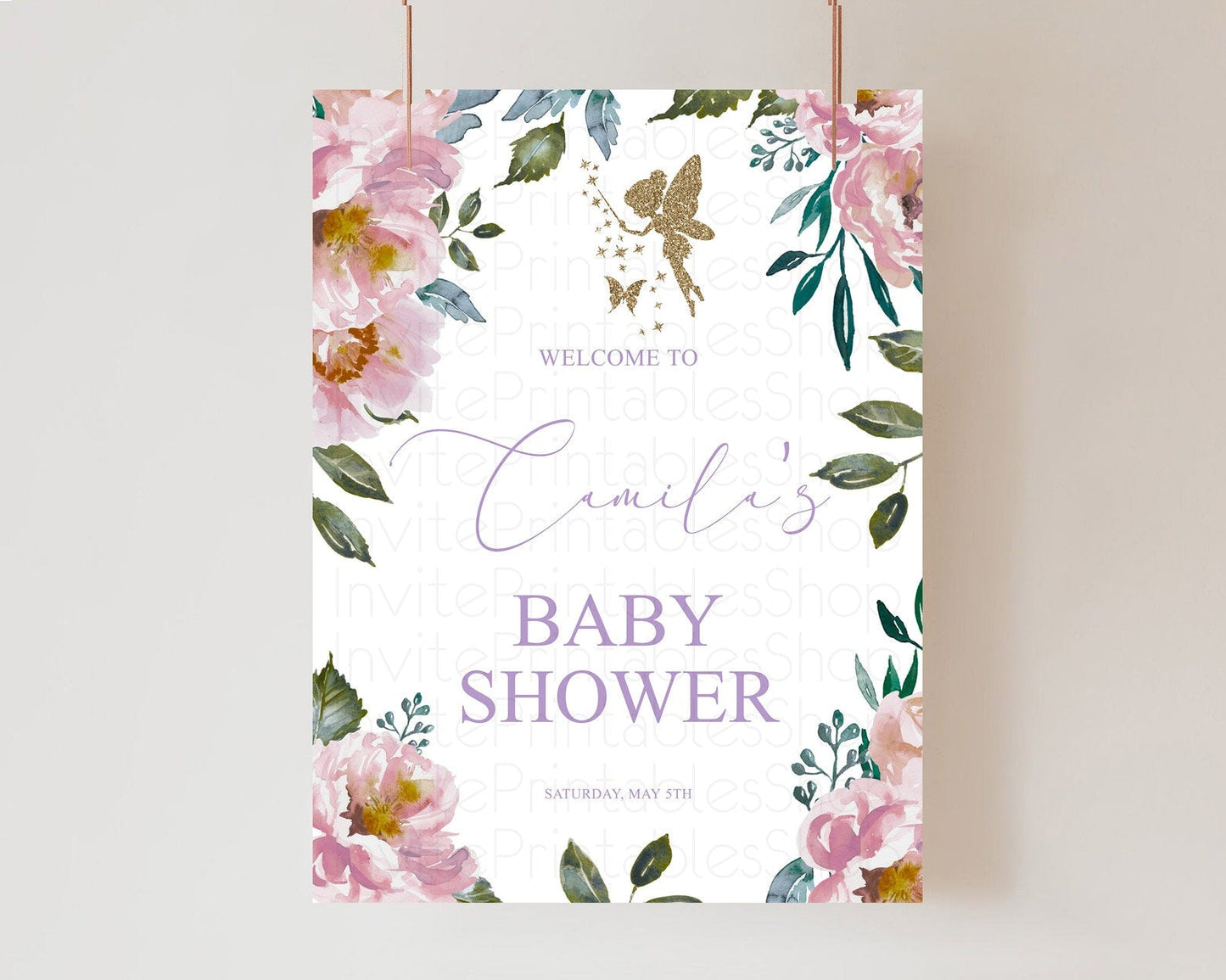 Fairy Baby Shower Welcome Sign Fairy Welcome Board Enchanted Garden Pastel Floral Butterfly Decor Secret Garden Fairy Welcome Sign D10727