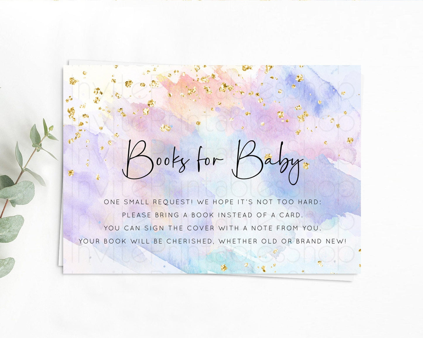 Pastel Books For Baby Card Pastel Rainbow Book Insert Colorful Ombre Watercolor Book Card Confetti Glitter Baby Book Poem Request D10583