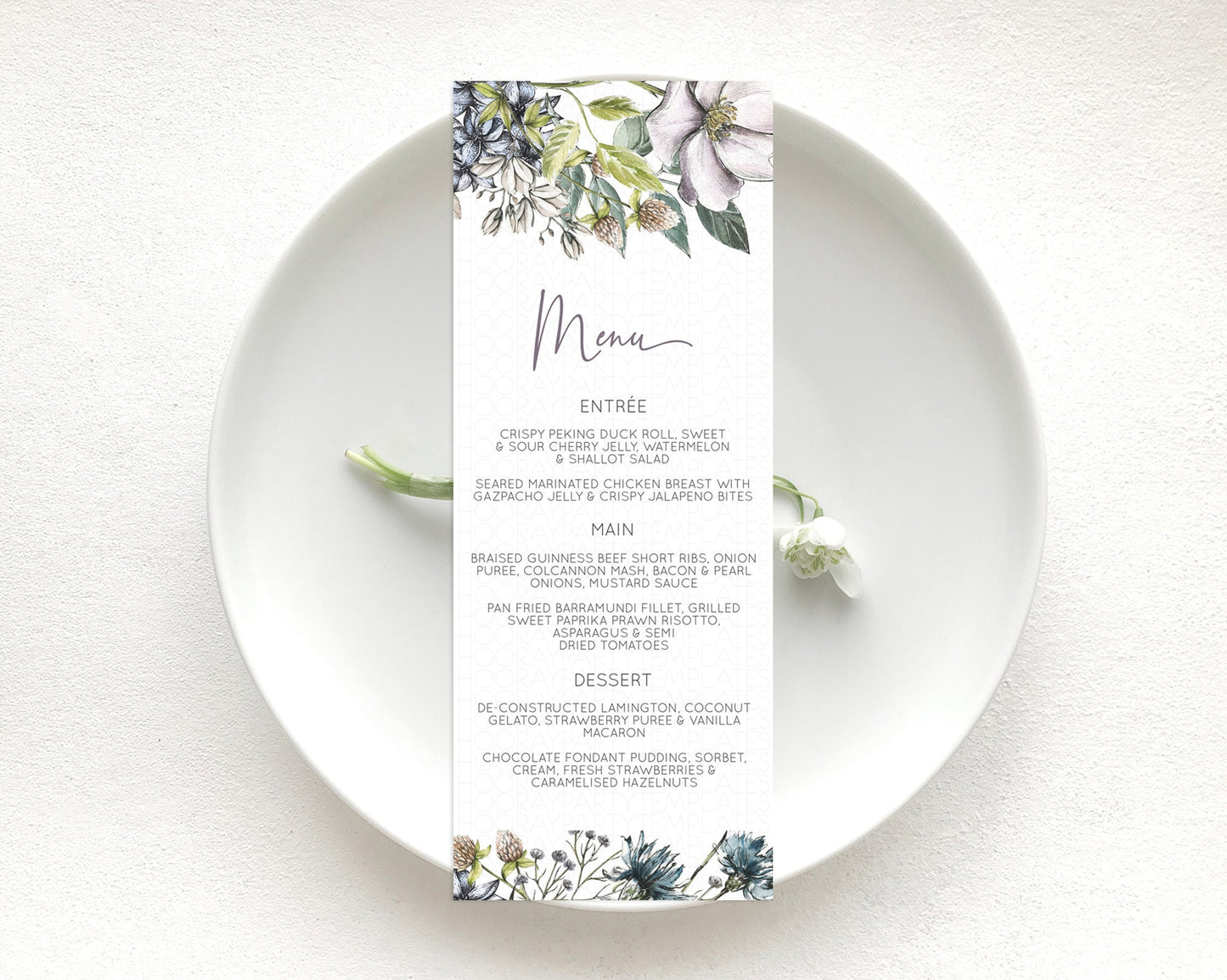 Secret Garden Menu Wildflower Menu Template Pastel Flower Garden Table Decor Boho Floral Dinner Dessert Floral Party Food Menu D10501