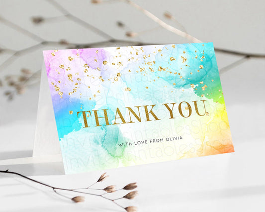 Editable Pastel Thank You Rainbow Thank You Card Colorful Pastel Birthday Th