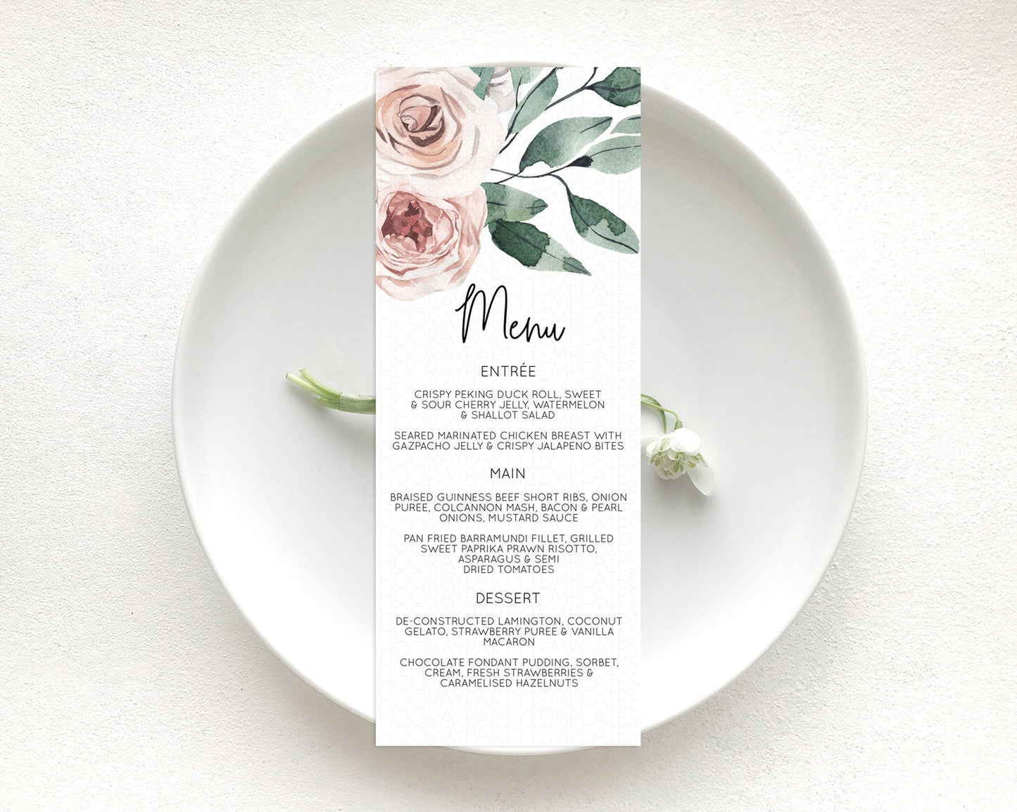 Secret Garden Menu Wildflower Menu Template Pastel Flower Garden Table Decor Boho Floral Dinner Dessert Floral Party Food Menu D11061