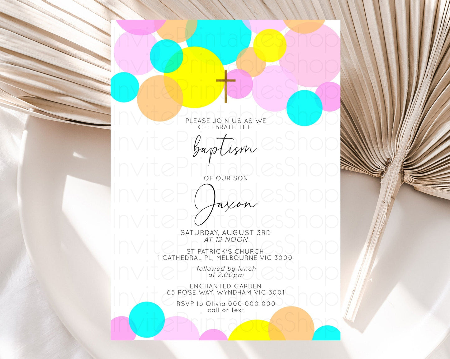 Pastel Baptism Invitation Pastel Confetti Baptism 1st Birthday Invitation Colorful Rainbow Confetti Bubbles Christening Invitation D10896