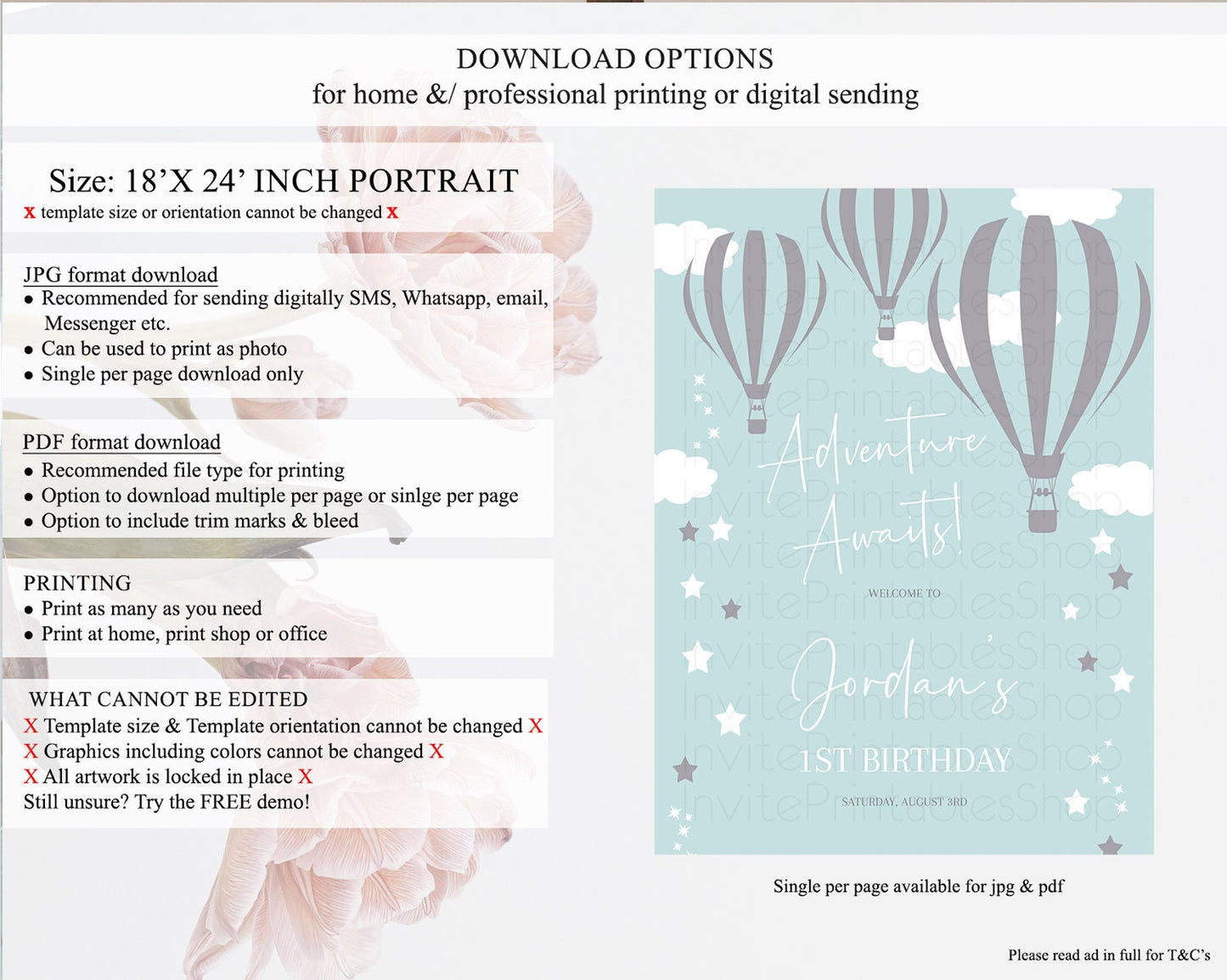 Hot Air Balloon First Birthday Welcome Board Hot Air Balloon Welcome Board Adventure Awaits Watercolor First Birthday Welcome Sign D10324