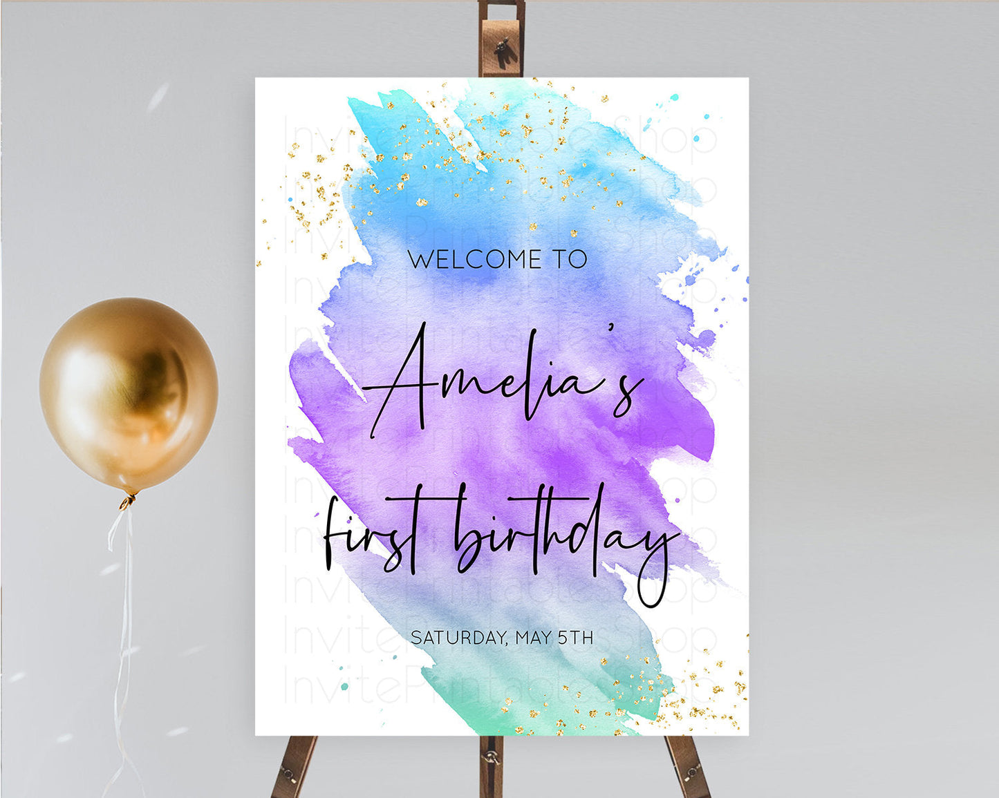 Pastel Welcome Sign Pastel Rainbow Welcome Sign Colorful Rainbow Confetti Watercolor Glitter Pastel First Birthday Welcome Sign D10491