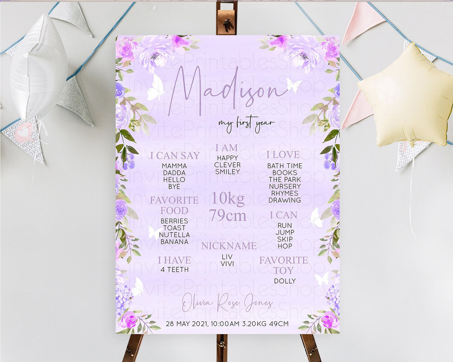 Secret Garden Milestone Board Wildflower First Birthday Milestone Poster Pastel Flowers Milestone Boho Wildflower 1st Birthday Sign D10719