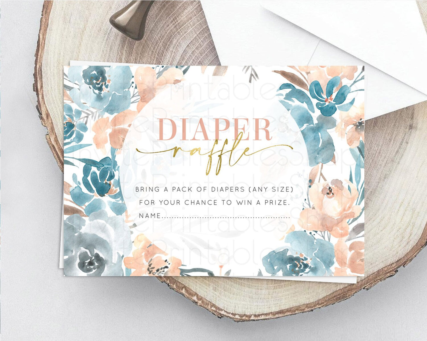 Secret Garden Diaper Raffle Card Boho Wildflower Diaper Raffle Insert Pastel Flower Garden Baby Shower Card Flower Raffle Game D10190