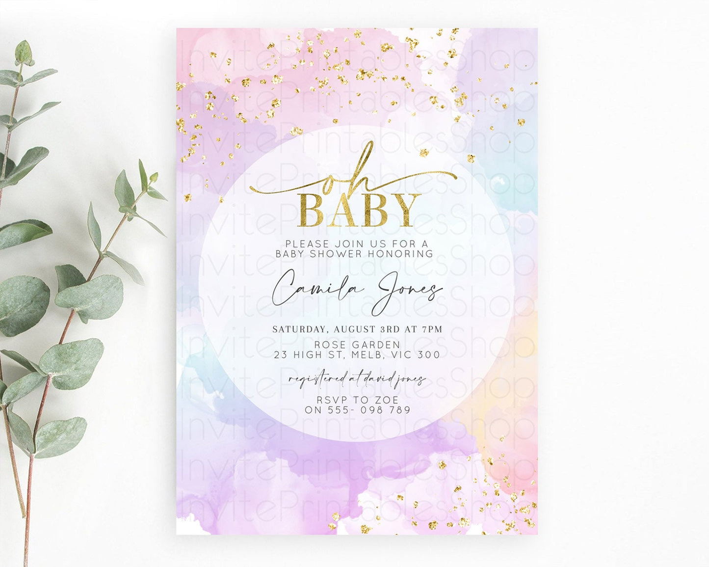 Editable Pastel Baby Shower Invitation Rainbow Baby Shower Invitation Colorf