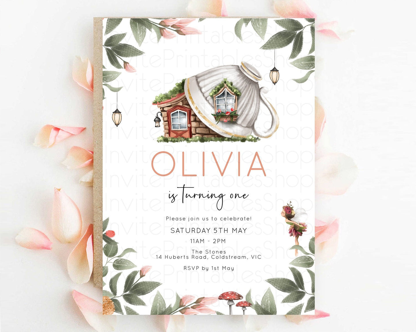 Fairy Birthday Invitation Fairy Invites Fairy Tea Party Fairy Garden Birthday Secret Garden Enchanted Garden Pastel Floral Butterfly D10851