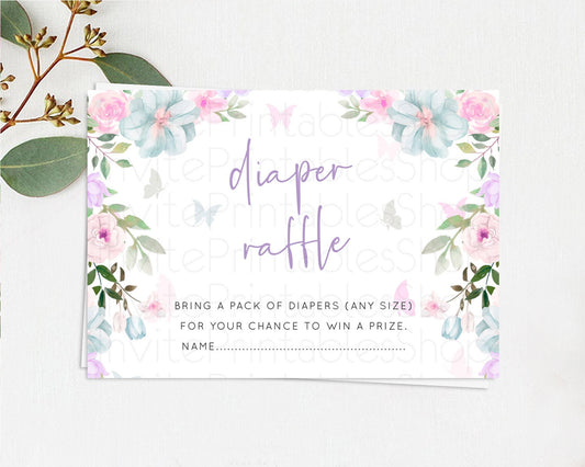 Editable Secret Garden Diaper Raffle Card Boho Wildflower Diaper Raffle Inse