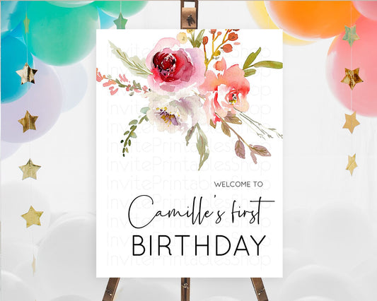 Editable Secret Garden Welcome Sign Wildflower Welcome Board Pastel Flower G