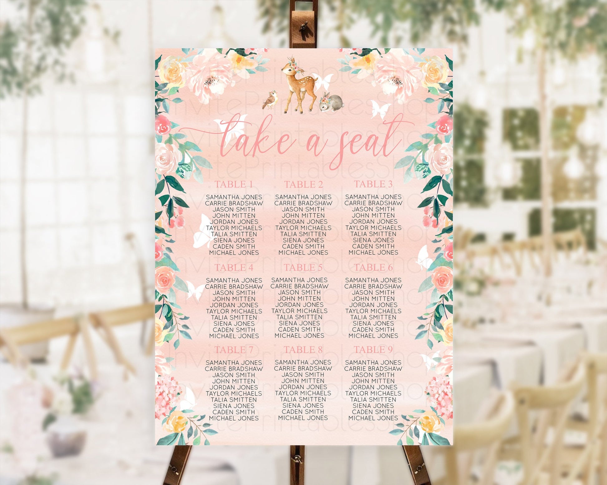 Editable Fawn Seating Chart Deer Seating Chart Enchanted Forest Party Butter
