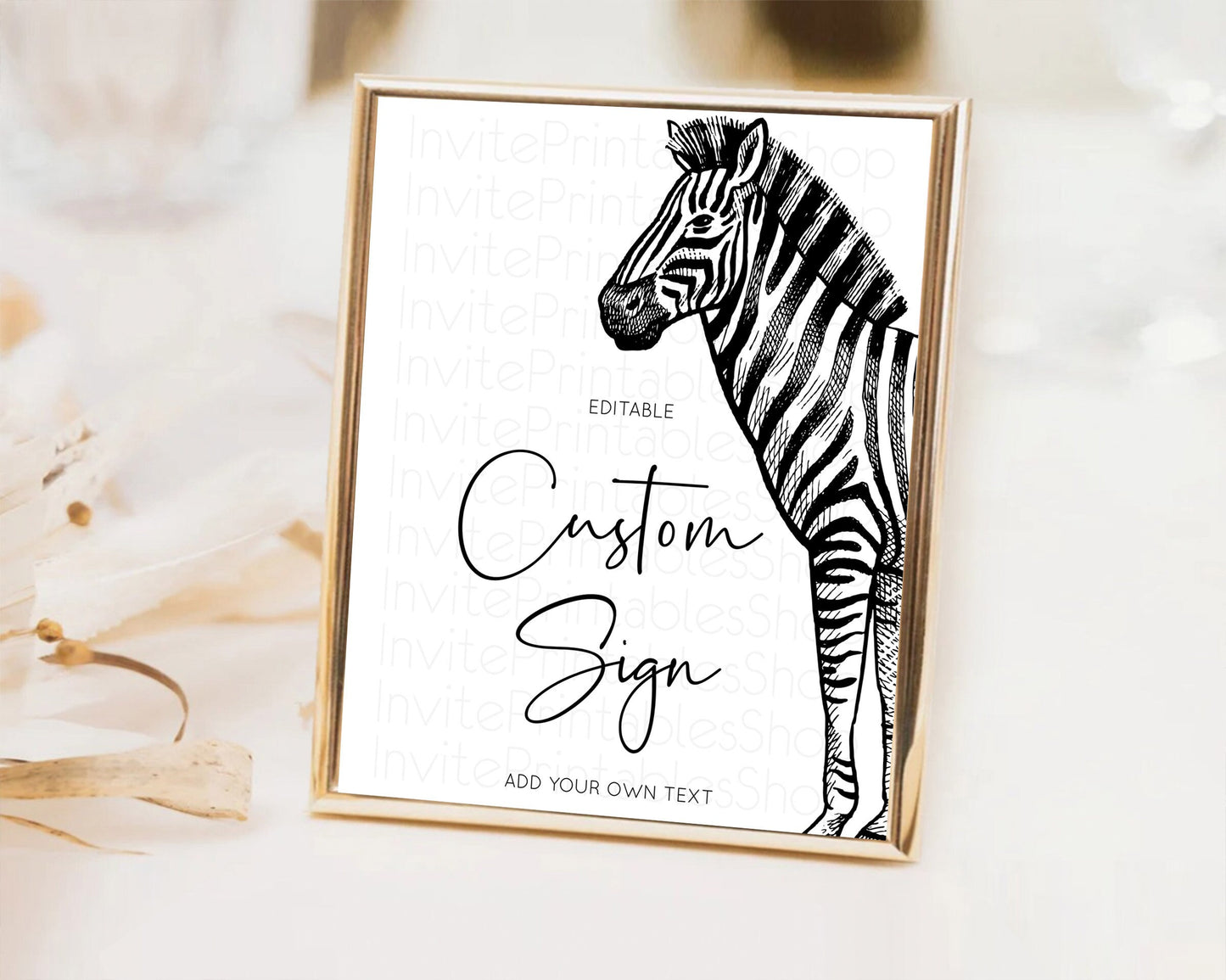 Zebra Sign Zebra Table Sign Decor Zebra Party Sign Template Safari Adventure Zebra Minimal Theme 1st Birthday Baptism Baby Shower D10249