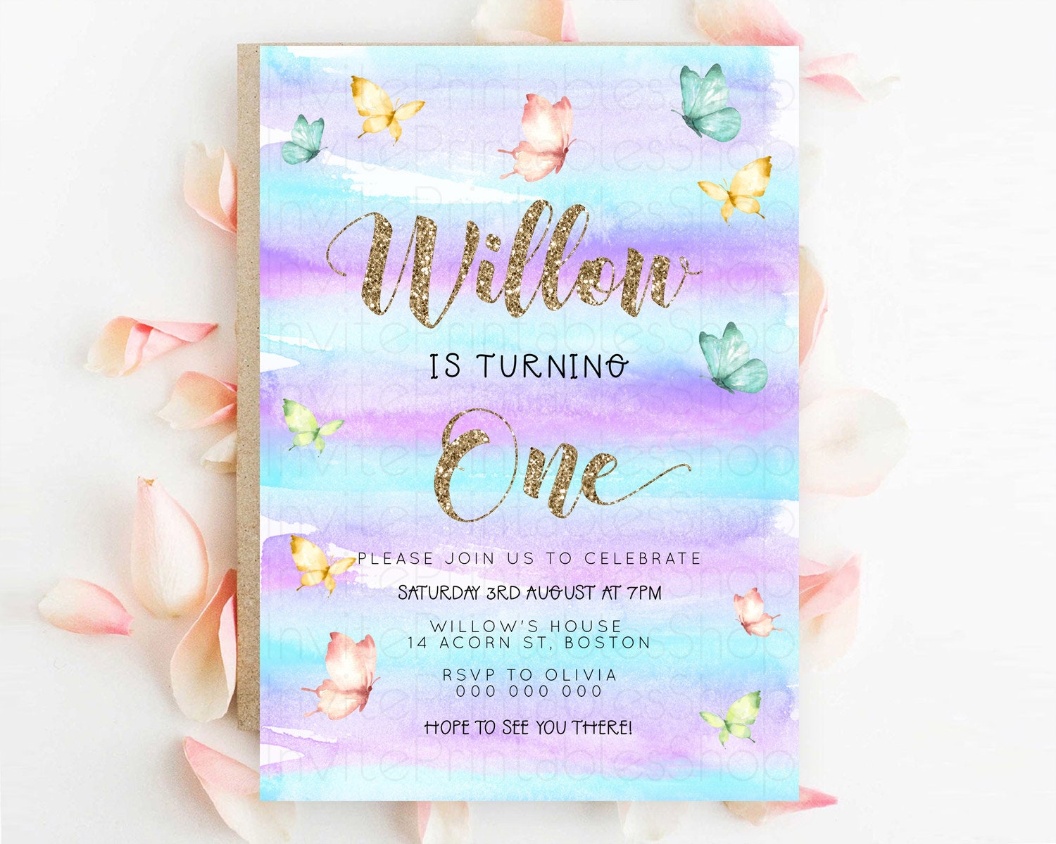 Editable Pastel Butterfly Birthday Invitation Butterfly Birthday Invitation