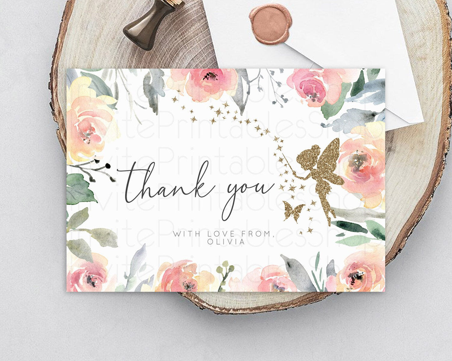 Fairy Thank You Fairy Thank You Card Enchanted Garden Pastel Butterfly Birthday Thank You Floral Secret Garden Teacher Thank You D10779