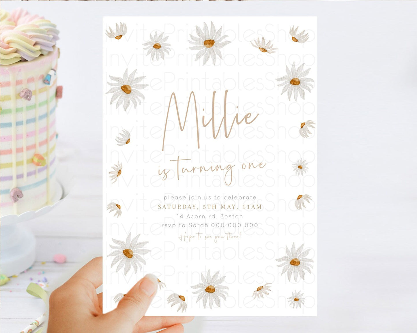 Secret Garden Invitation Wildflower Birthday Invitation Pastel Flowers Invite Enchanted Garden Boho Floral 3rd 2nd First Birthday D23361