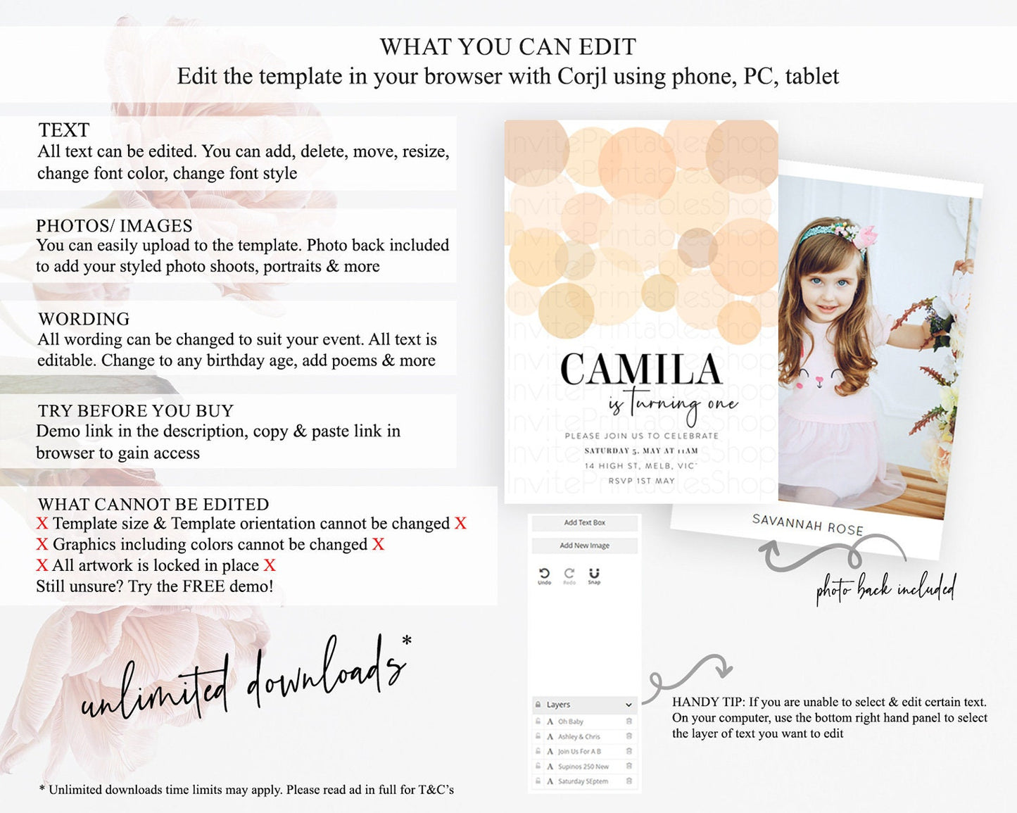 Pastel Birthday Invitation Orange Confetti Birthday Invitation Confetti Birthday Invitation Bubbles Invitation 1st First Birthday 100212