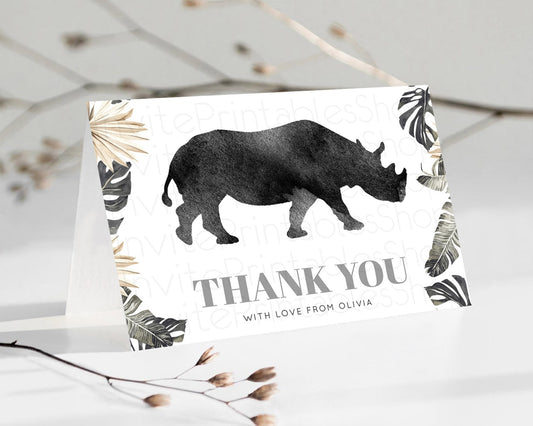 Editable Rhino Thank You Rhino Thank You Card Rhino Birthday Thank You Card