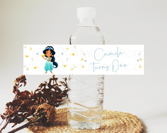 Princess Water Label Template Secret Garden Enchanted Castle Pastel Floral Royal Party Decor For 1st Birthday Baptism Baby Shower D10887