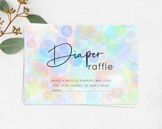Editable Pastel Diaper Raffle Card Bubble Bath Baby Shower Diapers Insert Ra