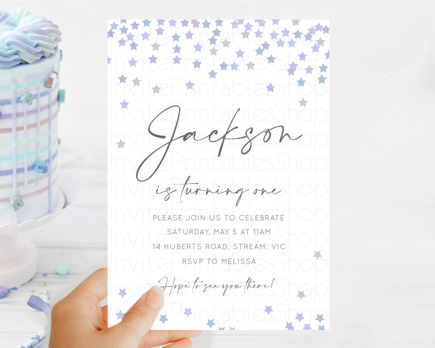 Editable Star Birthday Invitation Pastel Stars Invite Shooting Star Party Ra
