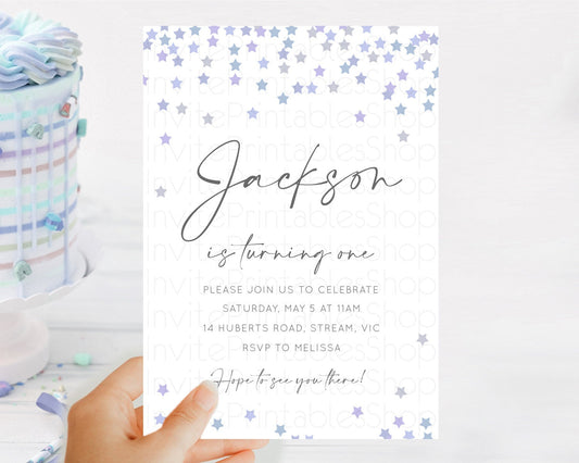 Editable Star Birthday Invitation Pastel Stars Invite Shooting Star Party Ra