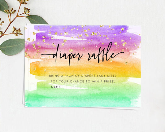 Editable Pastel Diaper Raffle Card Pastel Rainbow Diaper Raffle Insert Color
