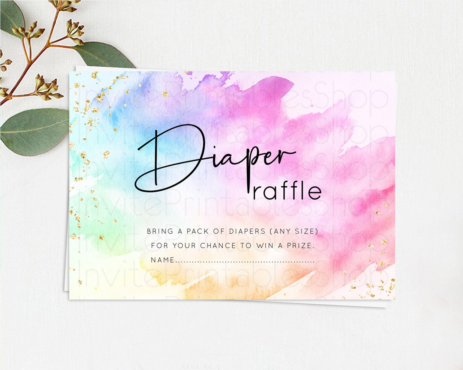 Editable Pastel Diaper Raffle Card Pastel Rainbow Diaper Raffle Insert Color