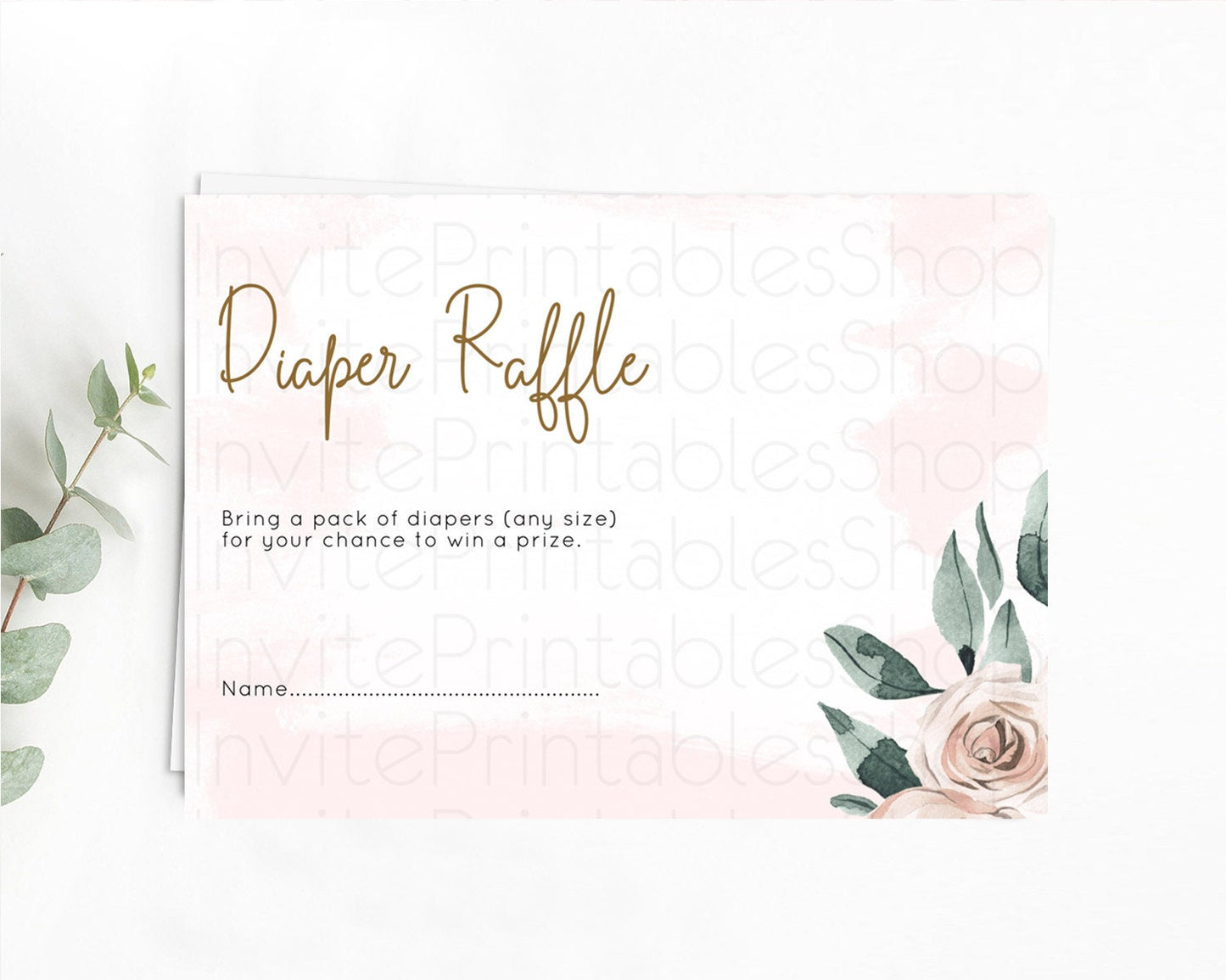 Tropical Diaper Raffle Card Tropical Diaper Raffle Insert Palm Leaf Diaper Ticket Fern Frangipani Floral White Orchid Raffle Game D11010