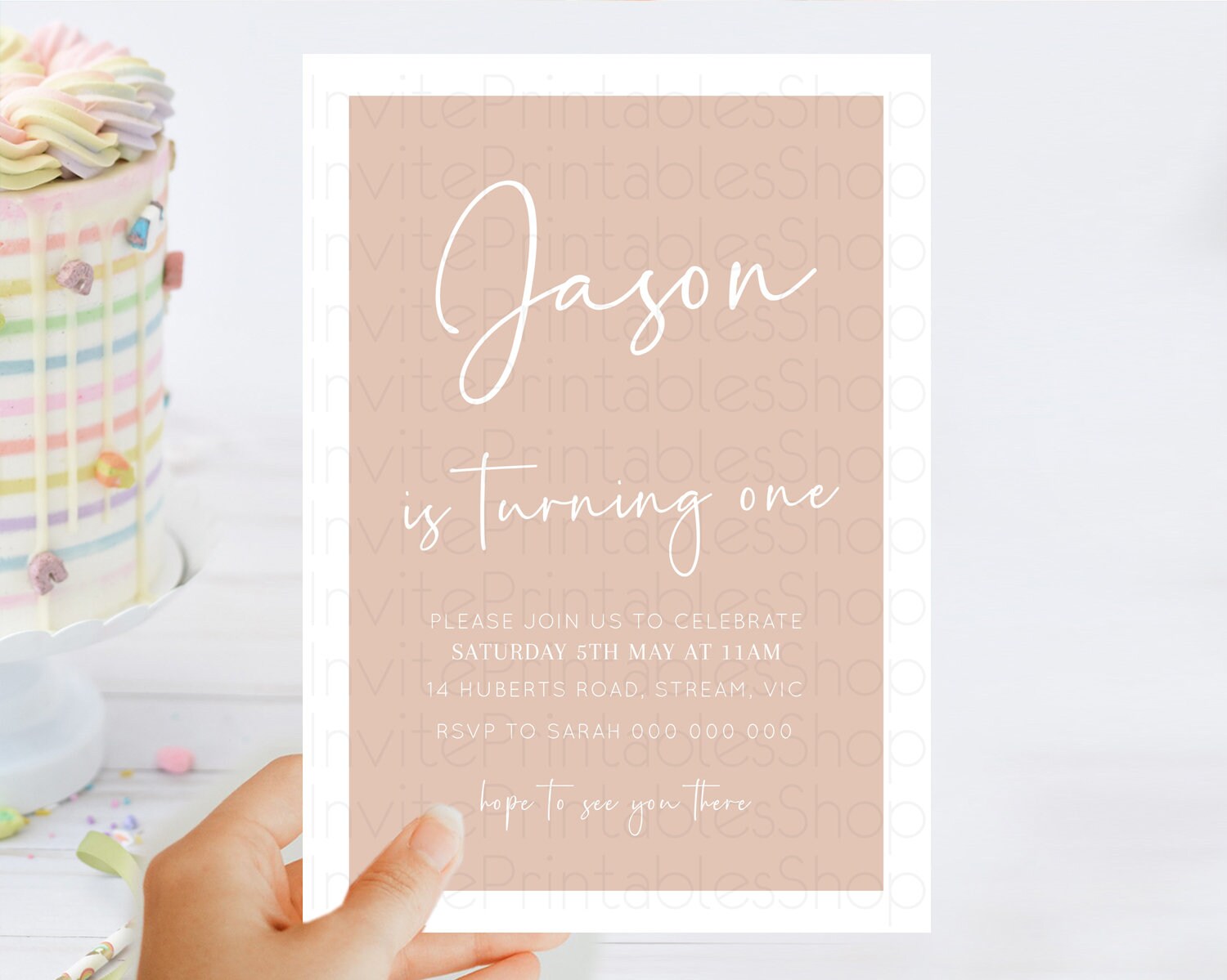 Editable Orange Birthday Invitation Plain Orange Invitation Minimalist Invit