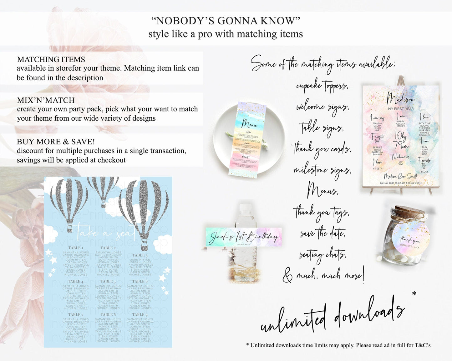 Hot Air Balloon Seating Chart Hot Air Balloon Seating Chart Adventure Awaits Up & Away Glitter Blue Watercolor Seating Take a Seat D10335
