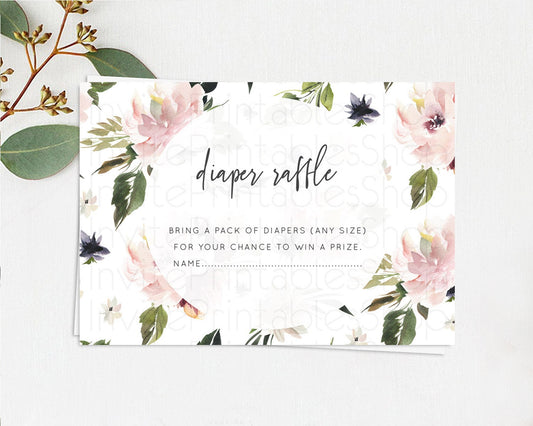 Editable Secret Garden Diaper Raffle Card Boho Wildflower Diaper Raffle Inse