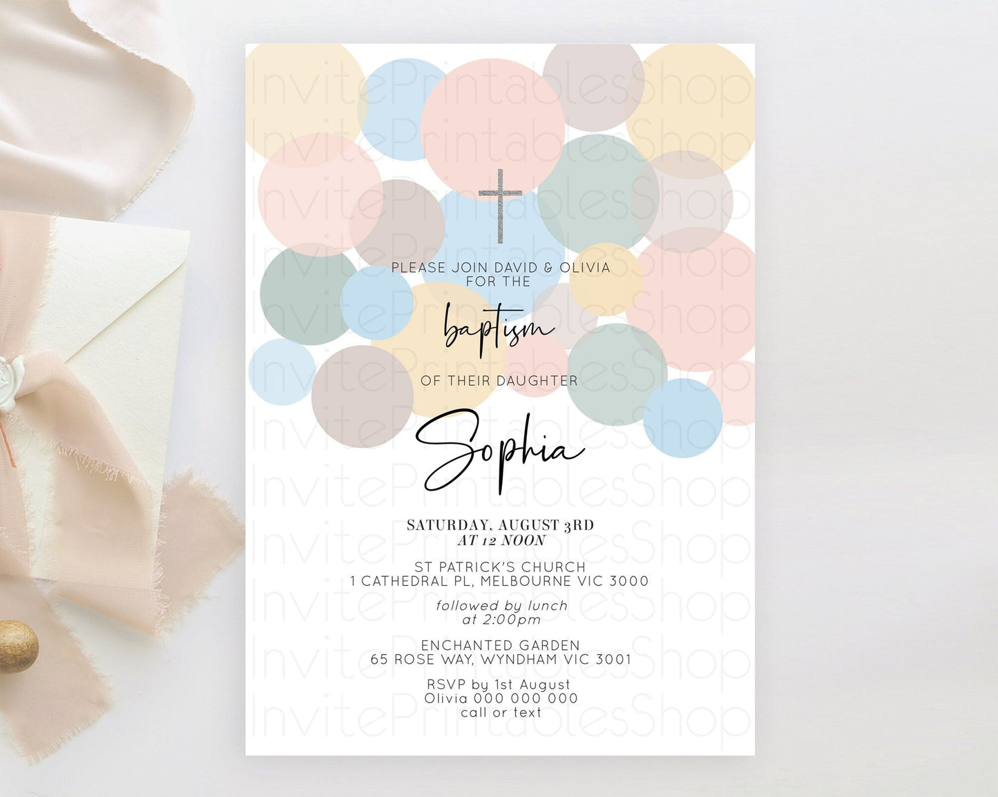 Pastel Baptism Invitation Pastel Confetti Baptism 1st Birthday Invitation Colorful Rainbow Confetti Bubbles Christening Invitation D10602