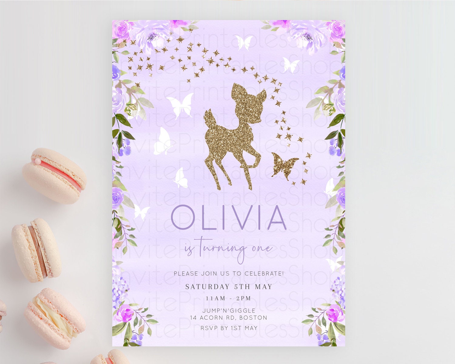Editable Fawn Birthday Invitation Deer Birthday Invitation Enchanted Forest