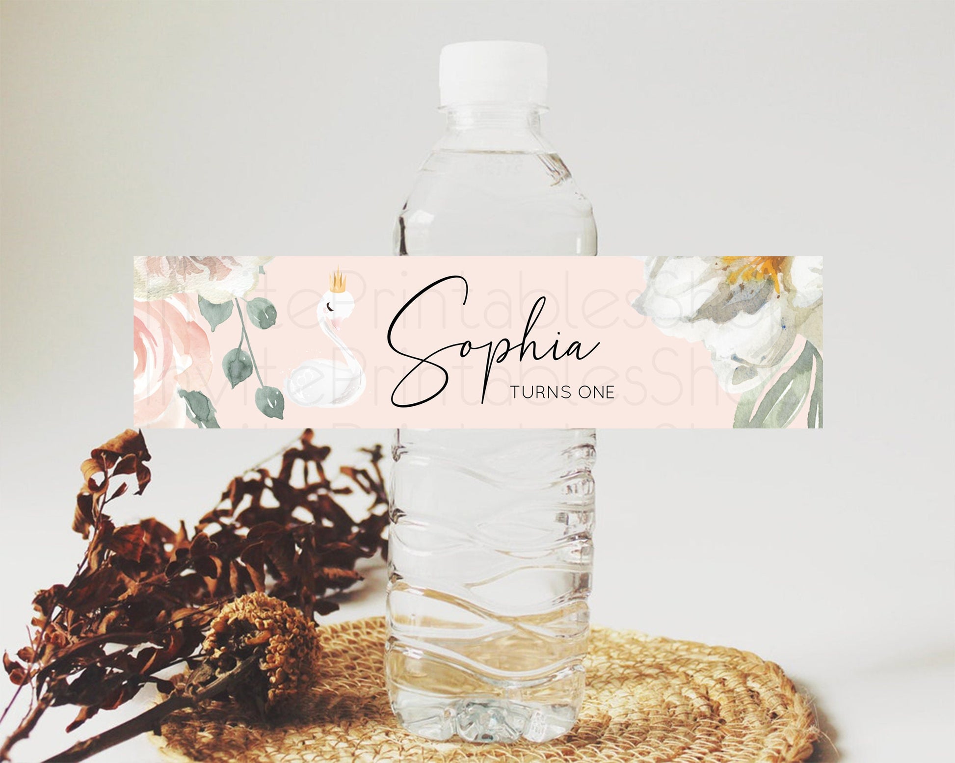 Editable Swan Water Label Template Swan Princess Ballet Party Decor Enchante