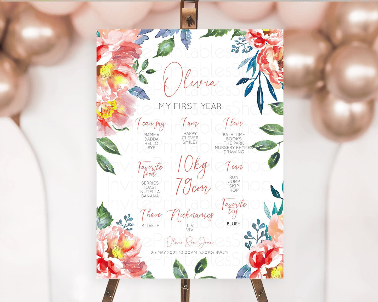 Secret Garden Milestone Board Wildflower First Birthday Milestone Poster Pastel Flowers Milestone Boho Wildflower 1st Birthday Sign D10751