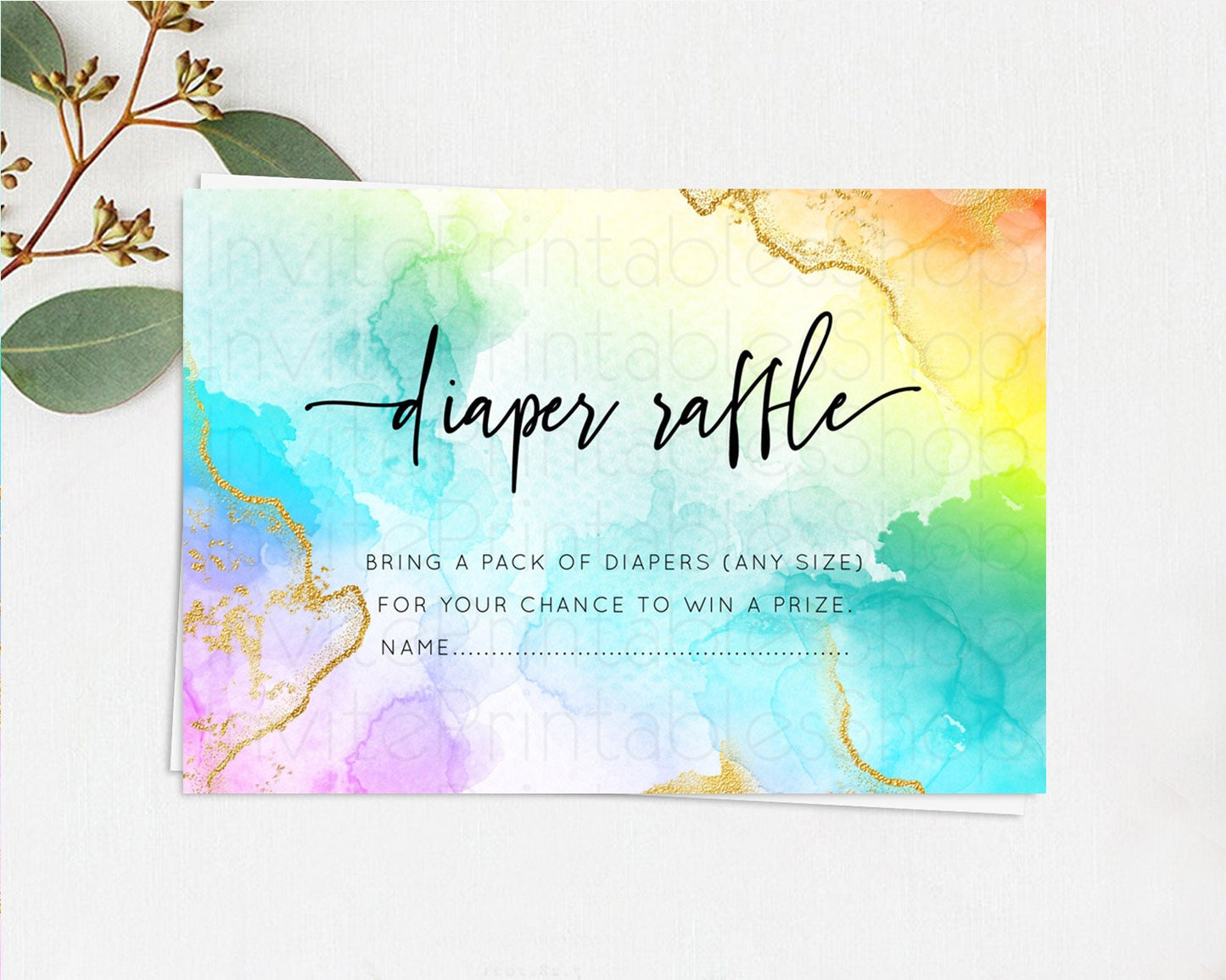 Editable Pastel Diaper Raffle Card Pastel Rainbow Diaper Raffle Insert Color