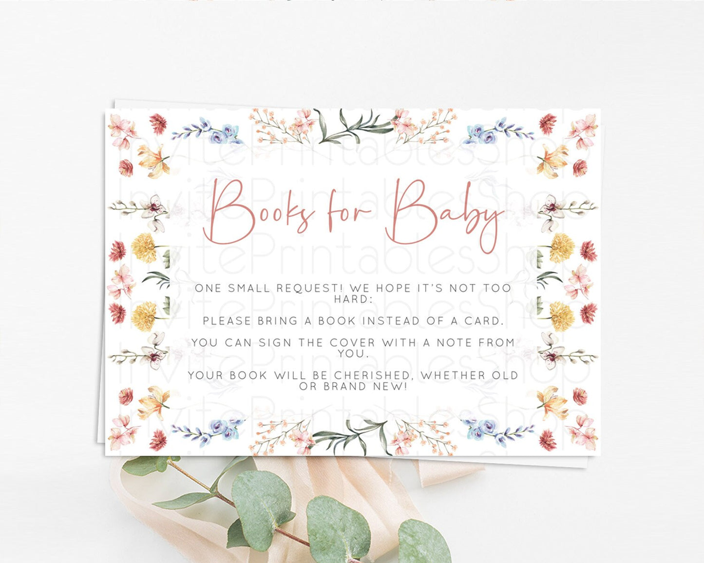 Secret Garden Books For Baby Card Boho Wildflower Book Insert Pastel Flower Garden Baby Shower Card Flower Guests Book Poem Request D10682