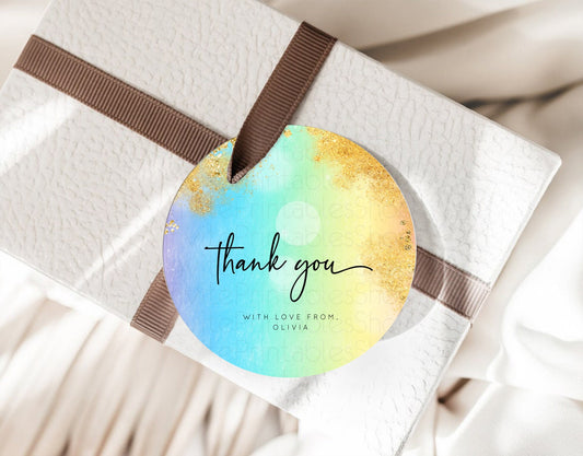 Editable Pastel Thank You Tags Rainbow Thank You Gift Tags Colorful Pastel F