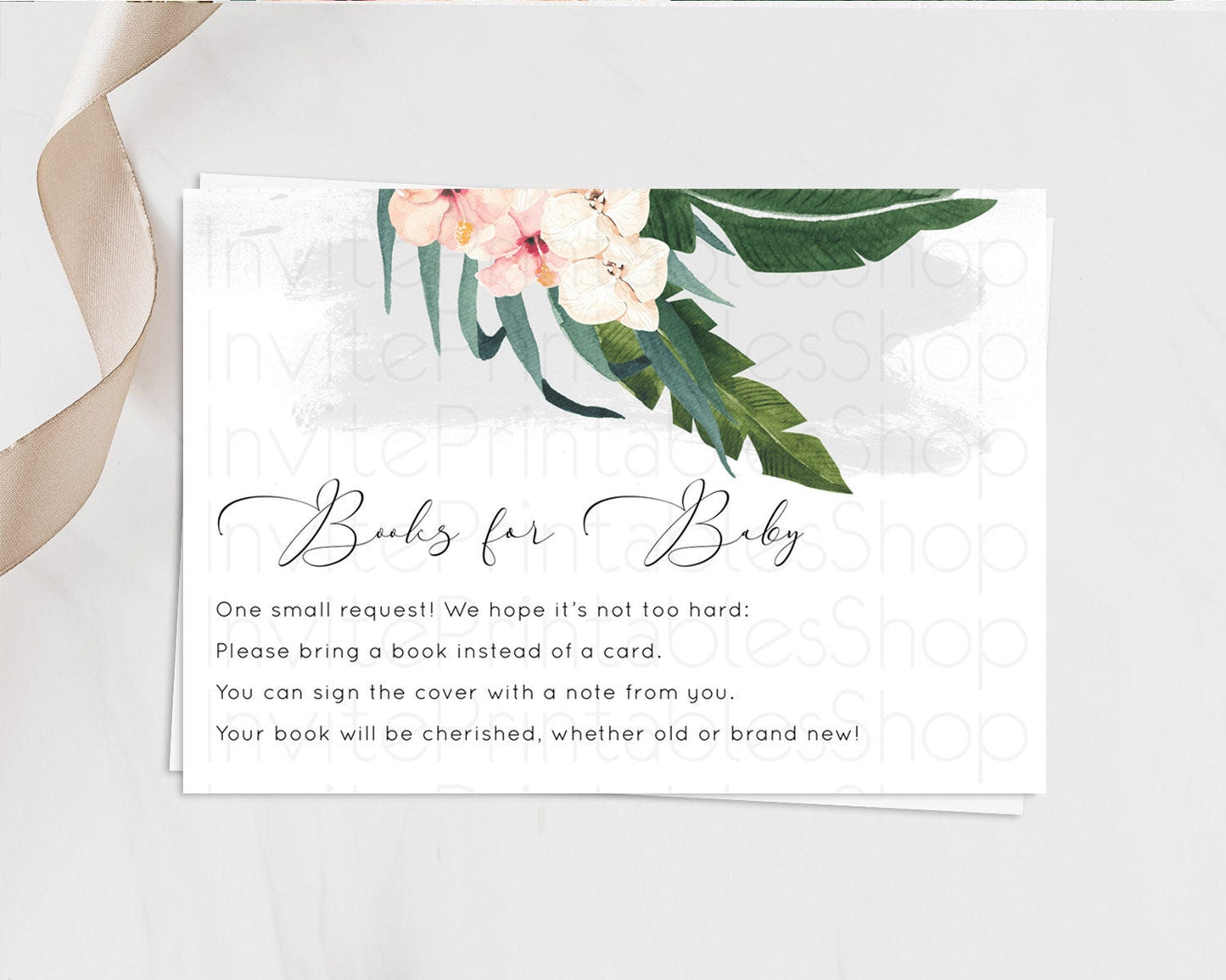Tropical Books For Baby Card Tropical Book Insert Palm Leaf Book Card Fern Frangipani Floral White Orchid Guests Book Poem Request D11011