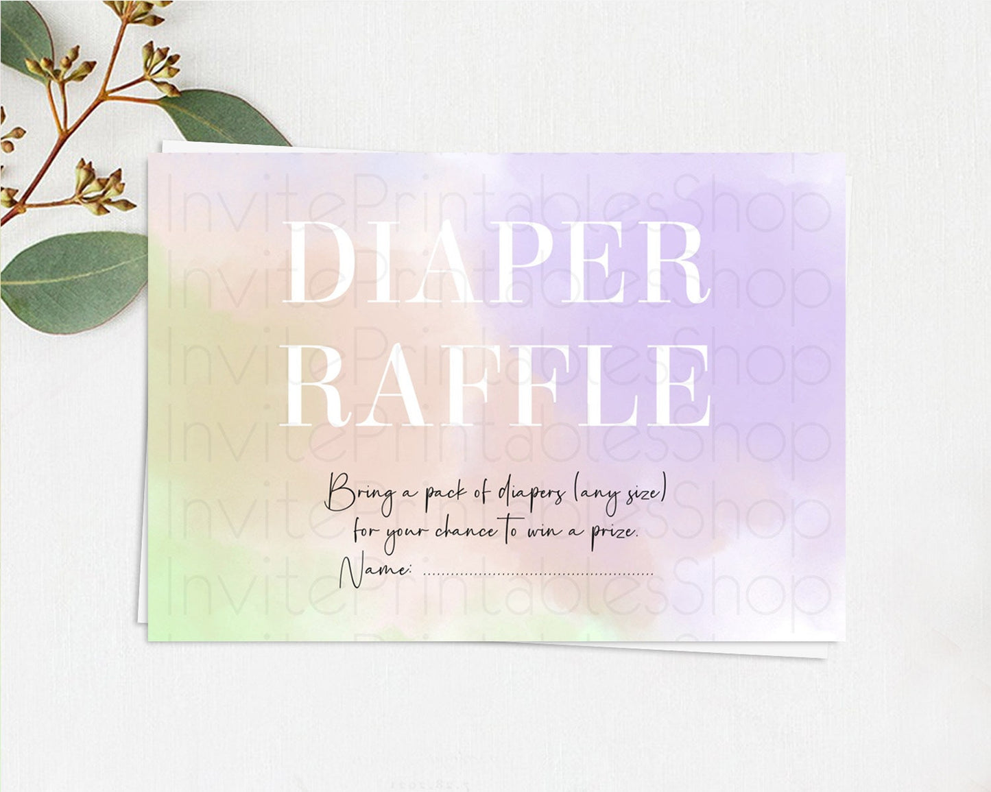 Editable Pastel Diaper Raffle Card Pastel Rainbow Diaper Raffle Insert Color
