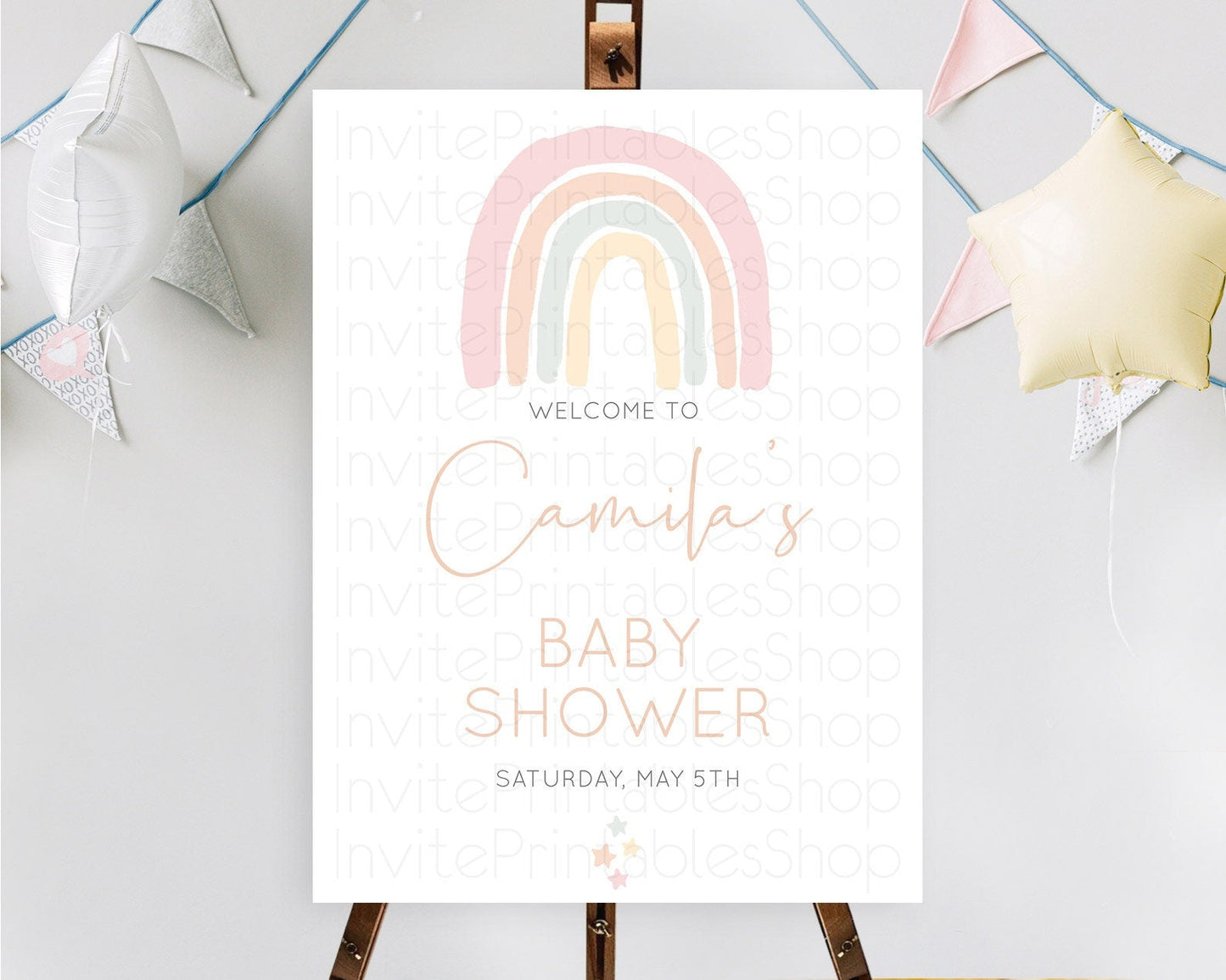 Pastel Rainbow Baby Shower Welcome Sign Boho Rainbow Welcome Board Rainbow Welcome Sign Pastel Welcome Decor Rainbow Welcome Sign D10162