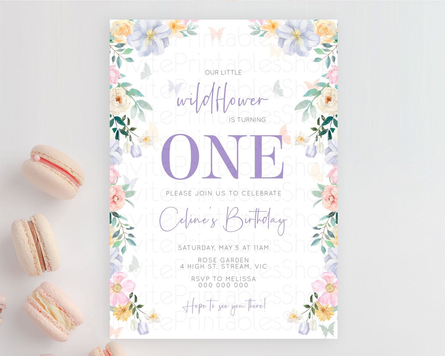 Secret Garden Invitation Wildflower Birthday Invitation Pastel Flowers Invite Enchanted Garden Boho Floral 3rd 2nd First Birthday D10472