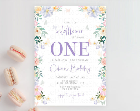 Secret Garden Invitation Wildflower Birthday Invitation Pastel Flowers Invite Enchanted Garden Boho Floral 3rd 2nd First Birthday D10472