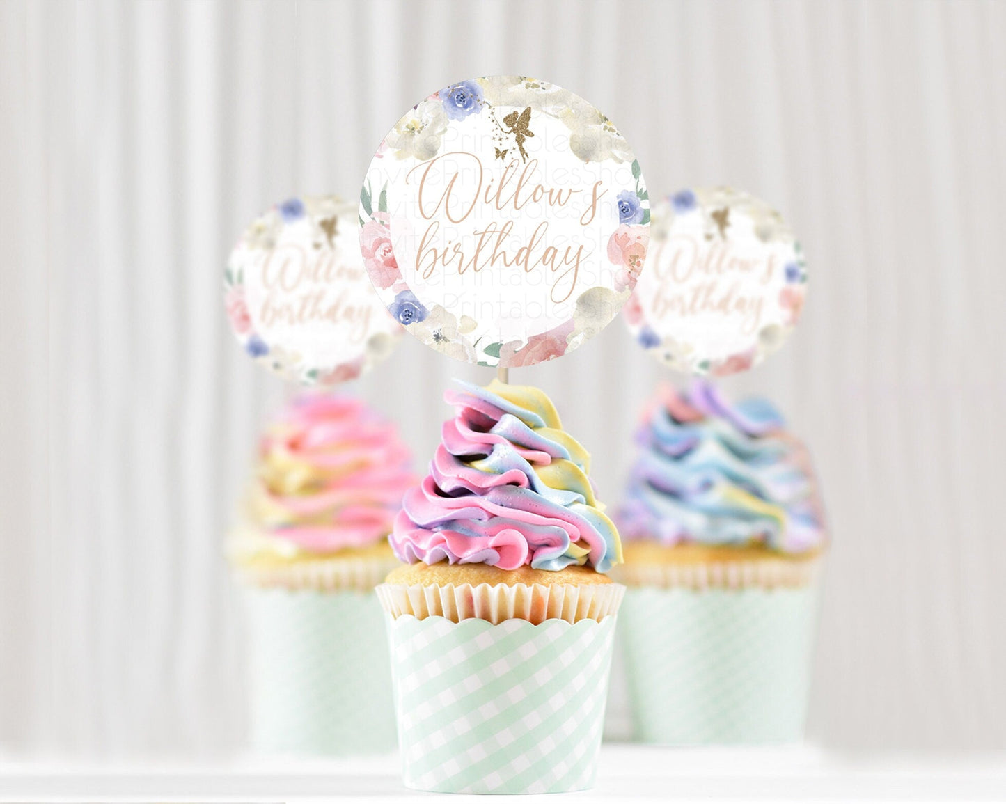Fairy Cupcake Toppers Pastel Fairy Cupcake Toppers Fairy Floral Garden Cupcake Topper Enchanted Garden Floral Butterfly Party Decor D10852