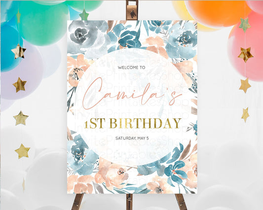 Editable Secret Garden Welcome Sign Wildflower Welcome Board Pastel Flower G